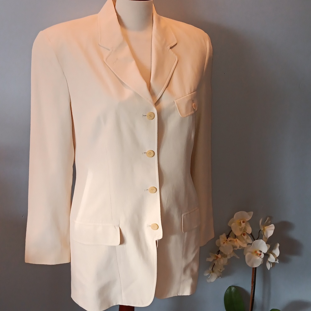 Calvin Klein ivory silk oversized blazer
